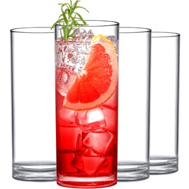 Amazing Abby - Mika - 16-Ounce Plastic Highball Glasses (Set of 4), Plastic Cocktail Glasses, Reusable, BPA-Free, Shatter-Proof, Dishwasher-Safe, Perfect for Poolside, Outdoors, Camping, and More