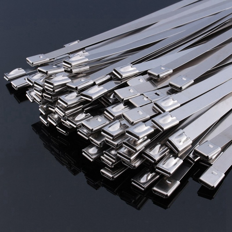 50pcs 12" Stainless Steel Exhaust Wrap Coated Self Locking Cable