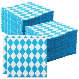 100 Pack Oktoberfest Napkin, Blue White Plaids Cocktail Napkins Disposable Paper Checkered Plaid Dinner Beverage Napkin, for Oktoberfest Festival Table decorations Supplies