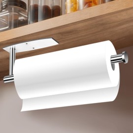 Baokcotei Paper Towel Holders Wall Mount Under Cabinet 13.2In Self Adhesive Drilling SUS304 Stainless Steel Vertically Horizontally for Kitchen Bathroom Door Inside Outside Rustproof Rack
