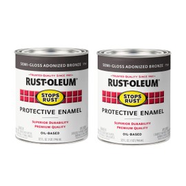 Rust-Oleum 7754502-2PK Stops Rust Brush On Paint, Quart, Semi-Gloss Anodized Bronze, 2 Pack