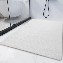 HOMBYS 58 x 32 Extra Large Shower Mat for Shower Stall Tub, Non Slip Bath Mat Bathroom Accessories, PVC Loofah Mats for Shower and Bathroom, Quick Drying, (White, 58"x32")