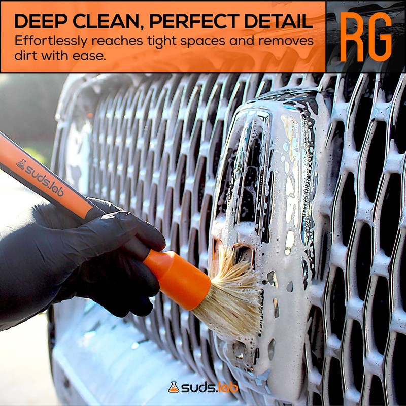 Suds Lab Detailing Brush with Rubberized Bristles, Car Detailing Wheel
