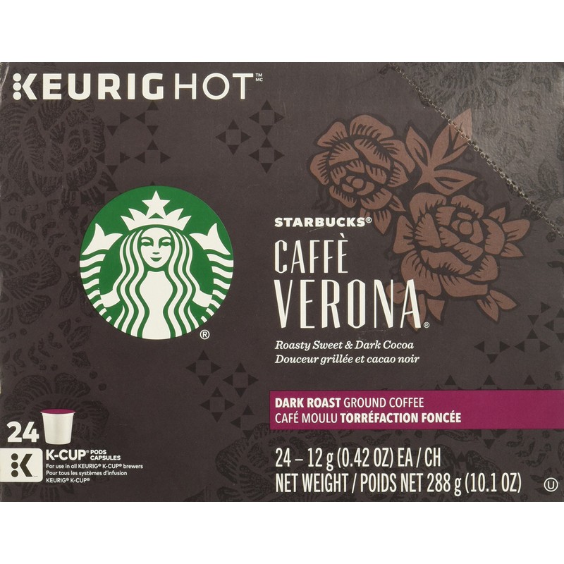 Starbucks K-Cup Coffee Pods—Dark Roast Coffee—Caffè Verona for Keurig Brewers—100%