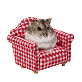 KnocKconK Hamster Mini Cotton Sofa Chair, Small Animal Blue Red Bed Cozy with Pillow, Cage Decor Photo Toys, Relax Habitat House Accessories, Sleep Pad Rest Nest for Hamster, Mice, Rat.