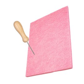 Pink 20 x 15 x 0.9 cm Mat Made of Solid Felt Fabric, Prickling Kit for Children and Adults, Pointed Needle with Wooden Handle, No Templates