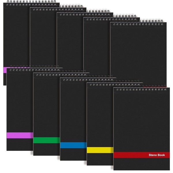 10 Pack Top Spiral Notebooks, 6" x 9" Mini Spiral