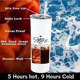 DHQH Mr and Mrs 2026 Tumbler Set, Engagement Wedding Gifts for Couples Wife Husband Bride To Be Newly Engaged 20oz Travel Tumbler Bachelorette Party Gifts