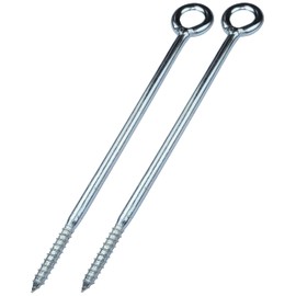 AERZETIX - C58291 - Set of 2 screw hooks eyelet ring diameter 12 x 300 mm for pipe frameworks - wood net - wall mounting - made of steel - colour silver