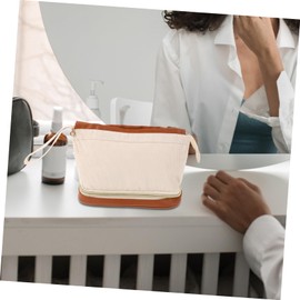 Healvian Double Layer Corduroy Makeup Bag Large Capacity Portable Cosmetic Organizer Pouch for Women for Travel and Toiletries