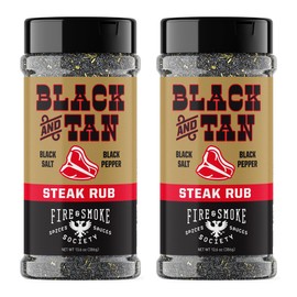 Fire & Smoke Society Black & Tan Steak Seasoning | BBQ Rubs, Steak Rub for Smoking and Grilling Meat | Steaks, Brisket, Burgers Dry BBQ Rubs and Spices | XL 13.6 oz (2-Pack)