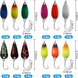 Fishing Spoon Lure, Tube Fishing, Mountain Stream Fishing, Trout, Spoon, Rainbow Trout, Yamame, Ivana, Versatile Lure, 24 Lures in Different Sizes from Color to Size, 0.1 oz (3.5 g) - 5 g