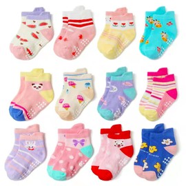 HYCLES Baby Boy Socks with Grips - Toddler Anti Slip Socks Non Slip Toddler Socks Girls Grip Ankle Socks for 1-3 Years