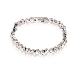 FAIRY COUPLE Classic Tennis Bracelet for Women 18K White Gold Plated Cubic Zirconia 6.5 Inches Bracelet B93