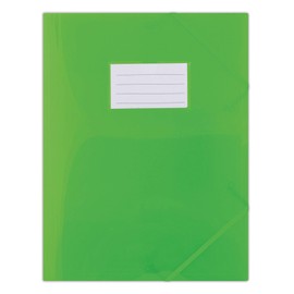 Elasticated File DONAU PP A4 480 Micron 3 Flaps Transparent Green/Document Archiving/Type-3-flap/Kind-with Elastic Band, with a Label/Index-N.a. / Pockets-N.a. / Material-PP/Dividers-N.a.