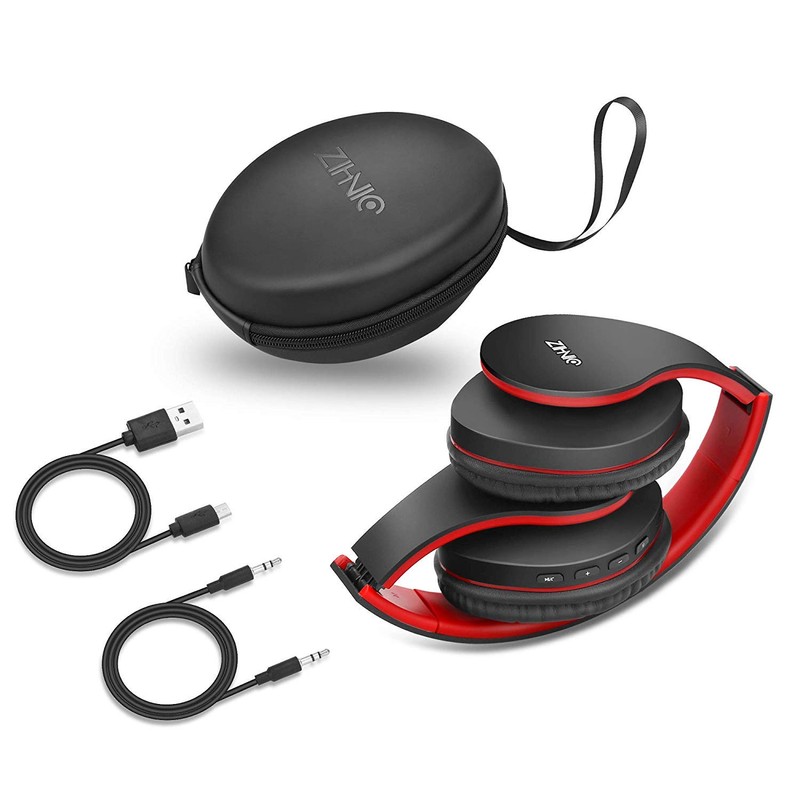zihnic Bluetooth Over-Ear Headphones, Foldable Wireless and Wired Stereo Headset