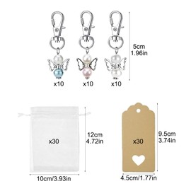 Pack of 30 Guardian Angel Pendants - 3 Colours Guardian Angel Small, Guardian Angel Keyring with 30 Yarn Bags and 30 Cards, Lucky Angel Guardian Angel Thank You Gift, for Christening, Wedding