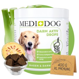 MEDIDOG Intestinal Active Drops - 400 g - Cold Pressed Drops for All Dogs - Supports Grass & Fecing, Diarrhoea and Vomiting - with Inulin, MOS, Fennel, Psyllium Husks