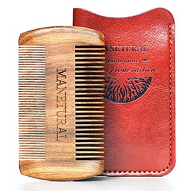 Peine Madera Barba Estuche Dientes Finos Doble Acción Kit Cuidado Hombres Manetural