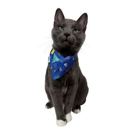 Travel Cat Bandana Collar - Adjustable With Buckle for Kitten, Puppy, Small Dog Outdoor Walking - Cute Clothes Accessories and Supplies for Indoor Cats (90's)