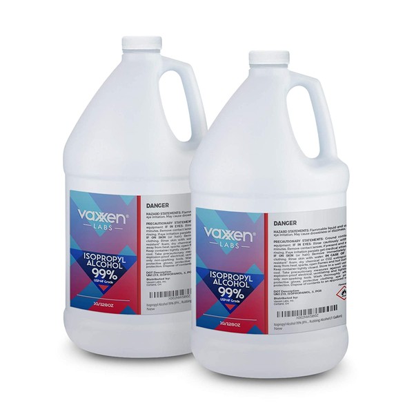 Isopropyl Alcohol 99% (IPA) - USP-NF Medical Grade Concentrated Rubbing Alcohol - Made in USA - 128 Fl Oz/Gallon (2 Pack)