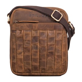 STILORD 'Luja' Stylish Leather Shoulder Bag Women Men Small Vintage Messenger Bag for Hanging Leather Shoulder Bag Real Leather Braided, Vinto - Brown, shoulder bag