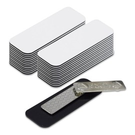 Name Tag/Badge Blanks - 25 Pack - White 1" X 3", Round Corners, Magnetic Backing. Durable Plastic DIY Engravable Magnetic Name Tag Kit for Office School Supplies