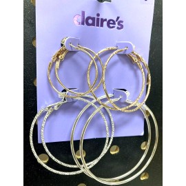 Claire’s Girls 4 Pairs of Medium Sized Gold/Silver Hoop Earrings