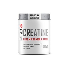 PhD Nutrition Micronised Creatine Supplement, Supports Strength Training and Intensive Exercise, 250 g (50 Servings)