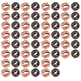 60pcs 12mm Large Hole Spacer Beads, Gemstone Beads Rhinestone Beads for Jewelry Making European Beads Rondelle Beads for Bracelet Necklace DIY Craft Supplies (Rose Gold+Gun Black)