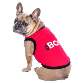 Parisian Pet Dog Cat Clothes Tee Shirts Embroidered T-Shirt The Boss, M