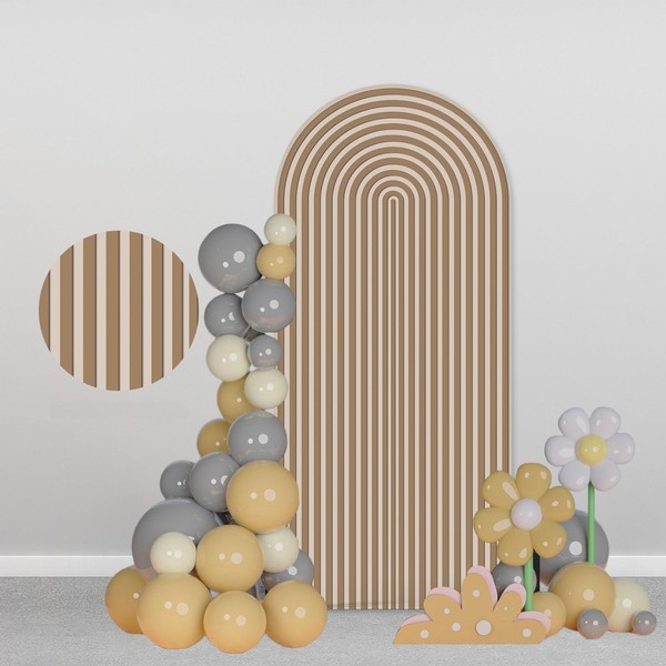 AIBIIN 100x210cm Brown Arch Shape Backdrop Round Top Backdrops Arch