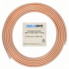 BELLA BAYS Copper Tubing 5/16" OD x 0.257" ID x 50 ft, 99.9% C12200 ASTM B280 Refrigeration ACR Tubing Seamless Soft Coil Round T2 Pure Copper Tube for HVAC System, Refrigerator, Industry, DIY