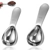 2Pcs Coffee Scoop,Silver Stainless Coffee Scoop,Measuring Spoon with Short Handle