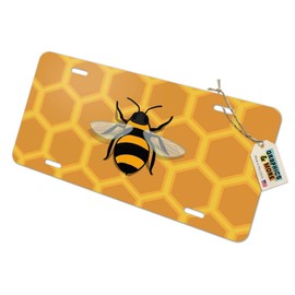 GRAPHICS & MORE Bee on Honeycomb Novelty Metal Vanity Tag License Plate