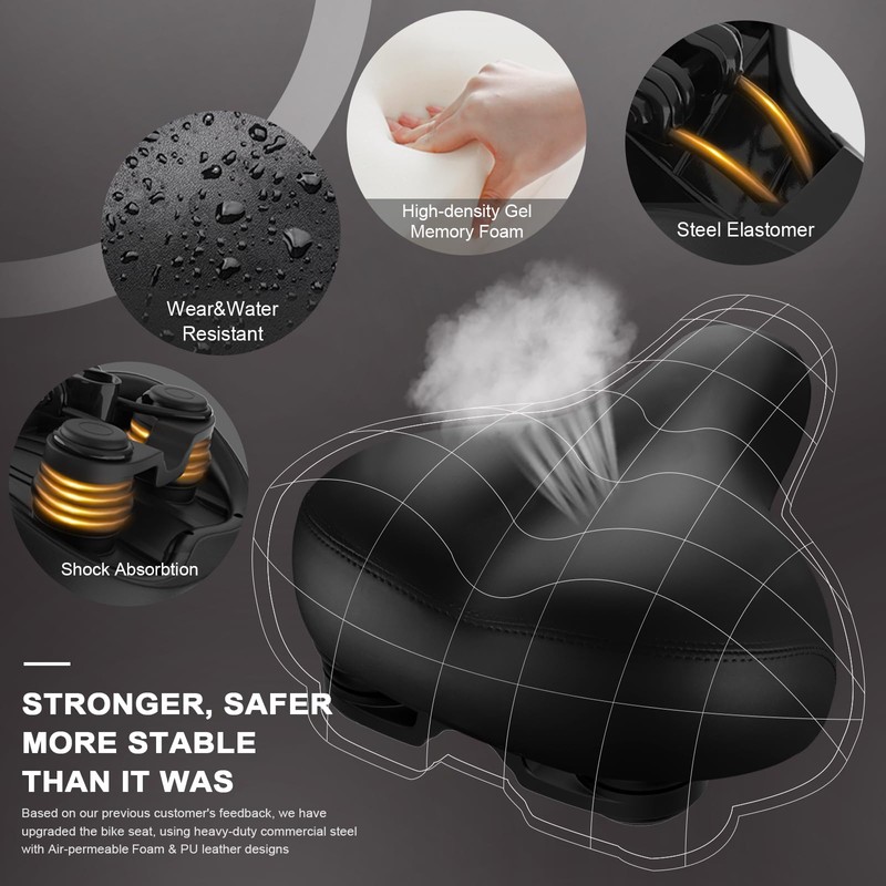 Roguoo Bike Seat, Most Comfortable Bicycle Seat Memory Foam Waterproof