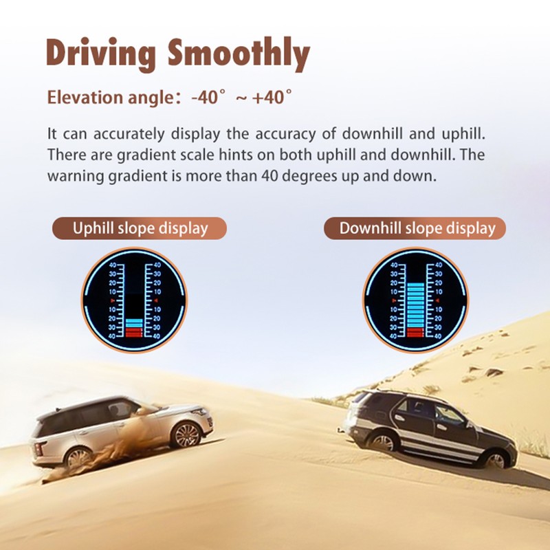 Car Headup Display LCD Digital Speedometer Multifunctional Inclinometer Angle Slope
