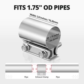 EVIL ENERGY 1.75" Exhaust Clamp, 1 3/4 in Butt Joint Band Clamp Sleeve Coupler Stainless Steel for Pipes, Mufflers, Catalytic Converters (2PCS, 1.75inch)