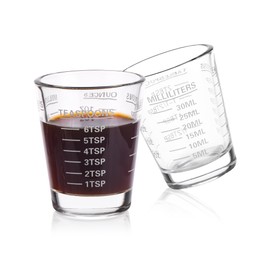 SAIAOKJ Shot Glasses Measuring Cup Set 2PACK Espresso Shot Glasses Liquid Heavy Glass 26-Incremental Measurement 1 OZ, 2 TBS, 6 TSP, 30 ML Kitchen Tools (White)