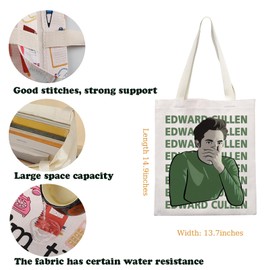 Twilight Movie Merchandise Tote Bag Vampire Movie Lover Gift Forks Washington Gift Edward Cullen Character Canvas Bag For Fan (CA-EdwardTote)