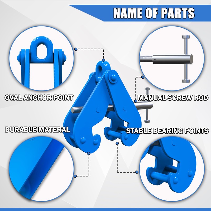 FITHOIST Beam Clamp with Oval Ring | 1 Ton Load