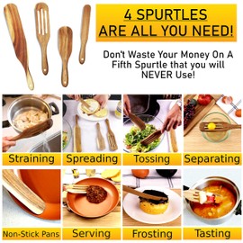 Healthy NO VARNISH Spurtles Kitchen Tools As Seen On TV Wooden Utensils for Cooking Wooden Kitchen Utensil Set Wooden Spatula for Cooking Wooden Spoons for Cooking Wok Spatulas For Nonstick Cookware