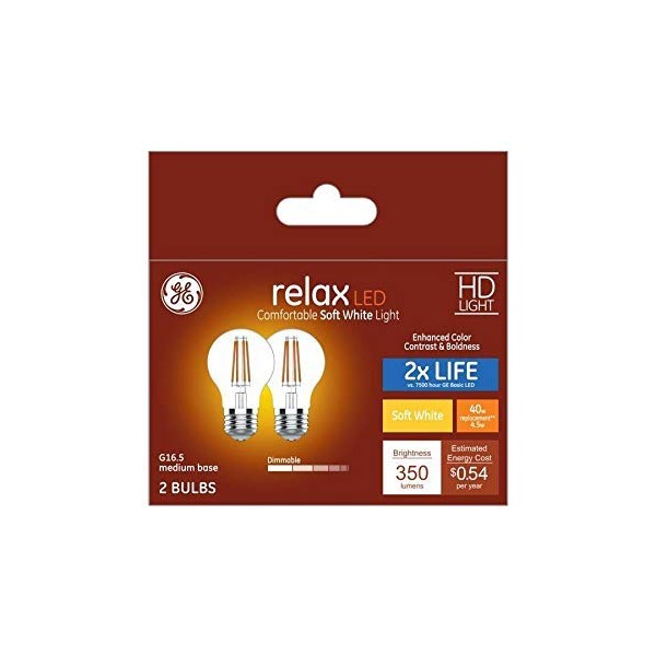 GE Relax 40-Watt EQ Soft White Dimmable Globe Light Bulb (2-Pack)