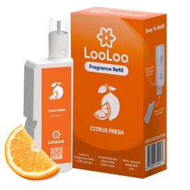 LooLoo Touch-Free Toilet Freshener Fragrance Refills- Natural Essential Oils - Toilet Smell Eliminator, Bathroom Deodorizer, Air Freshener Spray For Bathroom - Citrus Fresh Fragrance 2.0 Fl Oz