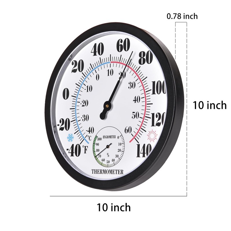 Indoor Outdoor Thermometer Large Waterproof Wall Patio Weather Thermometer No