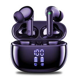 Wireless Noise Cancelling Earbuds with Microphone and LED Light, Purple COTOE
