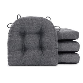 Tromlycs Chair Cushions for Dining Chairs Kitchen Seat Cushions Room 4 Pack Pads with Ties Indoor Non Slip Office 18x18 Inch, Dark Grey