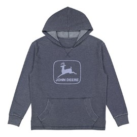John Deere Mens Ultra Soft Vintage Wash Logo Hoodie in Heathered Navy (US, Alpha, Medium, Regular, Regular, Heathered Navy)