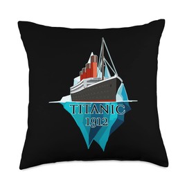Titanic RMS Titanic Gifts RMS Titanic Vintage Cruise Ship Gift Throw Pillow, 18x18, Multicolor