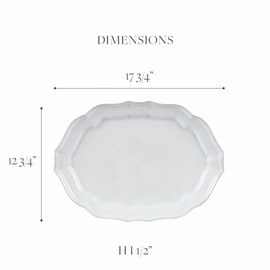 Casafina Ceramic Stoneware 18'' Oval Platter - Impressions Collection, White | Microwave, Dishwasher, Oven & Freezer Safe Dinnerware | Food Safe Glazing | Restaurant Quality Serveware